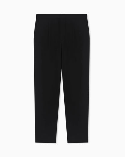 3D wrinkle-effect crêpe fabric trousers
