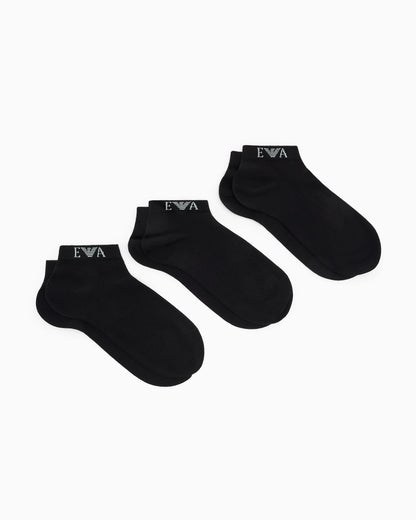 Multipack of cotton sneaker socks with a monogram logo band