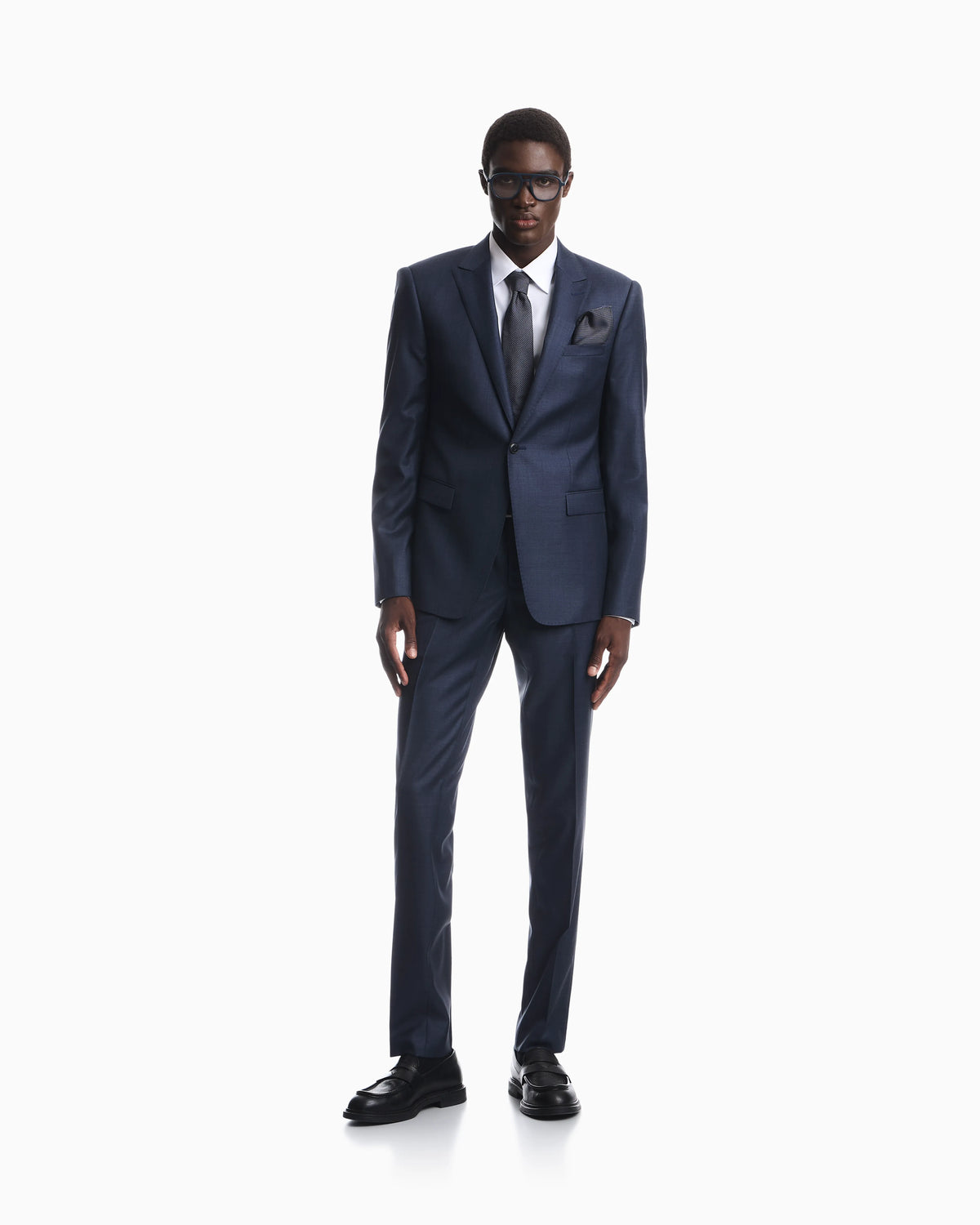 Single-breasted slim-fit suit in a silky-finish grisaille