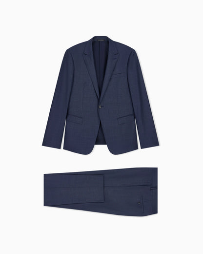 Single-breasted slim-fit suit in a silky-finish grisaille
