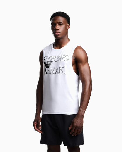 Bold logo beachwear tank top in jersey