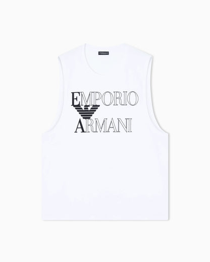 Bold logo beachwear tank top in jersey
