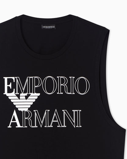Bold logo beachwear tank top in jersey