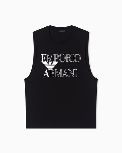 Bold logo beachwear tank top in jersey