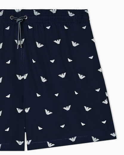 Swim shorts with all-over micro eagle embroidery