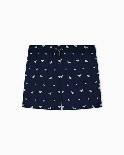 Swim shorts with all-over micro eagle embroidery