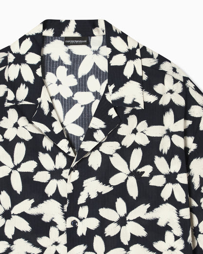 Flower eagle pattern beachwear shirt