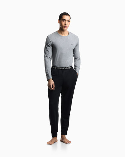 Cotton jersey pyjama set with a crew neck and ribbed cuffs