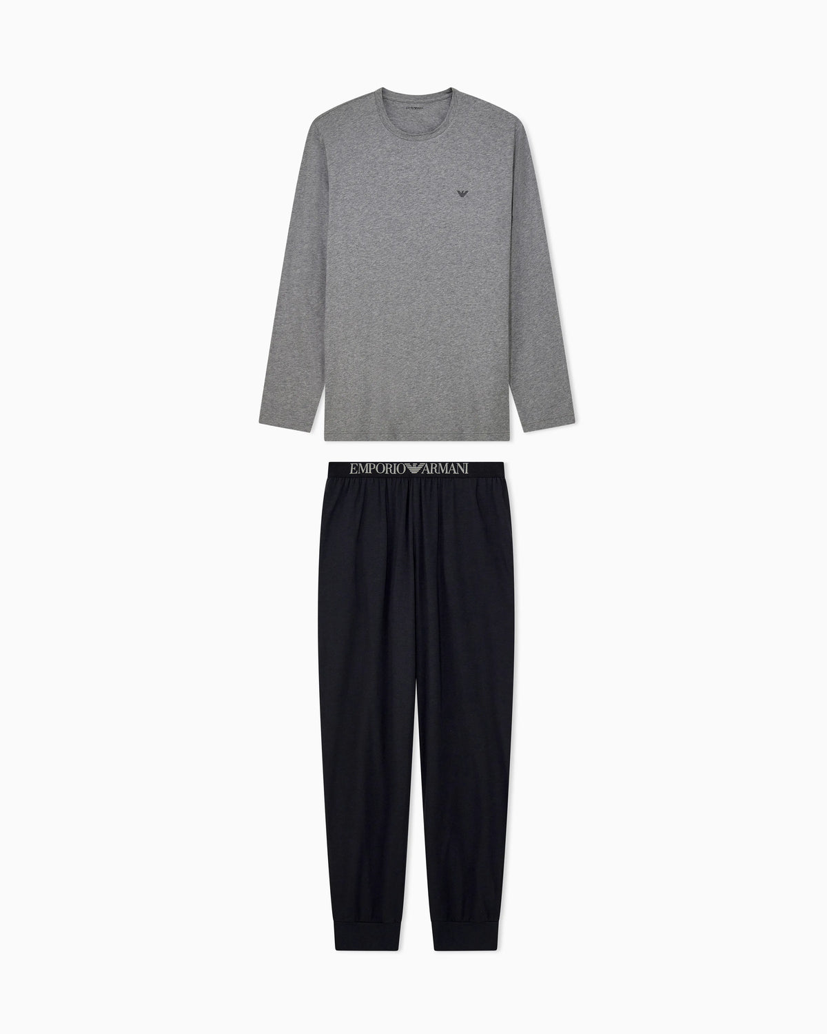 Cotton jersey pyjama set with a crew neck and ribbed cuffs
