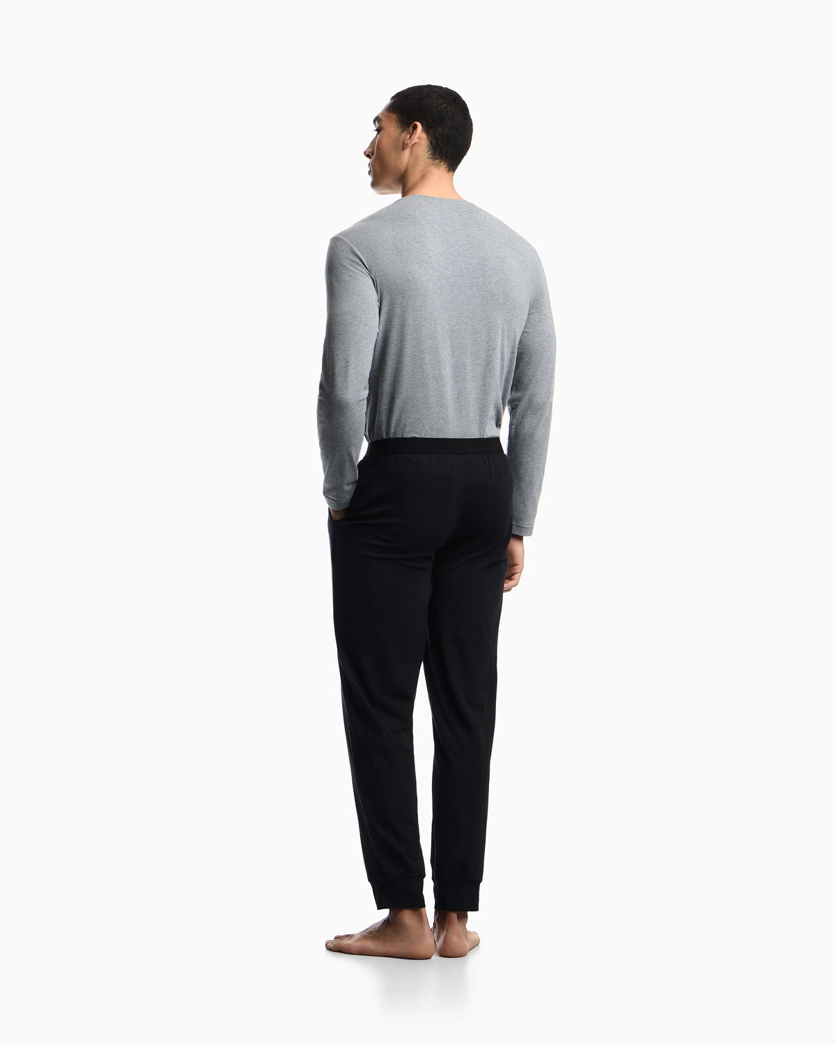 Cotton jersey pyjama set with a crew neck and ribbed cuffs