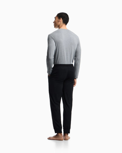 Cotton jersey pyjama set with a crew neck and ribbed cuffs
