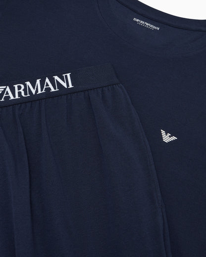 Cotton jersey pyjama set with a crew neck and ribbed cuffs