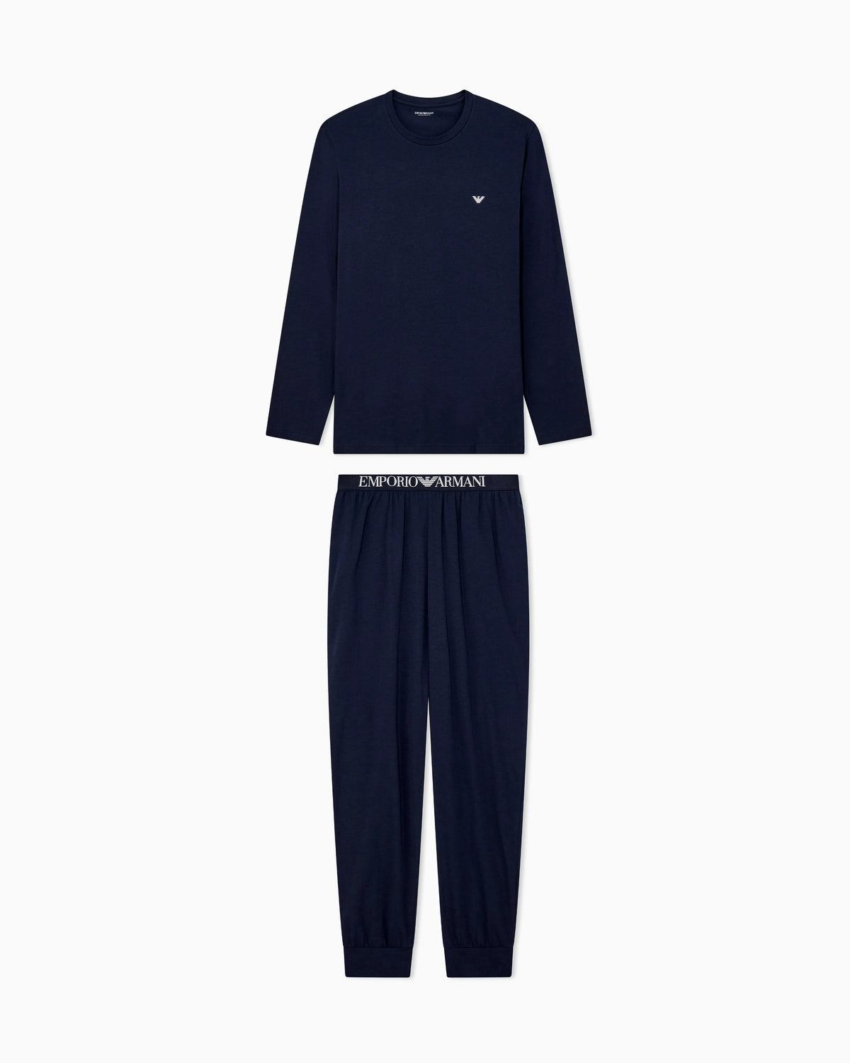 Cotton jersey pyjama set with a crew neck and ribbed cuffs