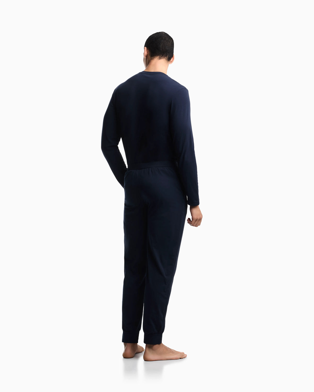Cotton jersey pyjama set with a crew neck and ribbed cuffs