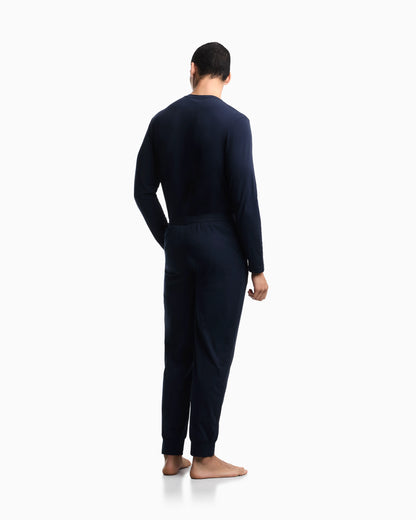 Cotton jersey pyjama set with a crew neck and ribbed cuffs