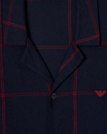 ASV tartan motif flannel pyjamas with lapels
