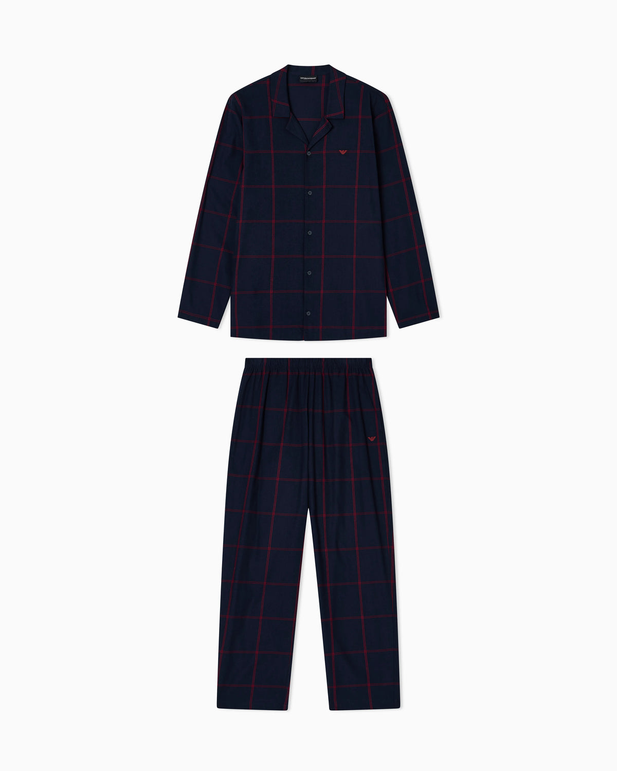 ASV tartan motif flannel pyjamas with lapels