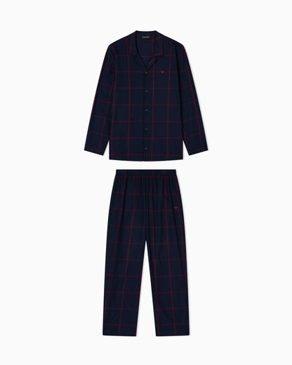 ASV tartan motif flannel pyjamas with lapels