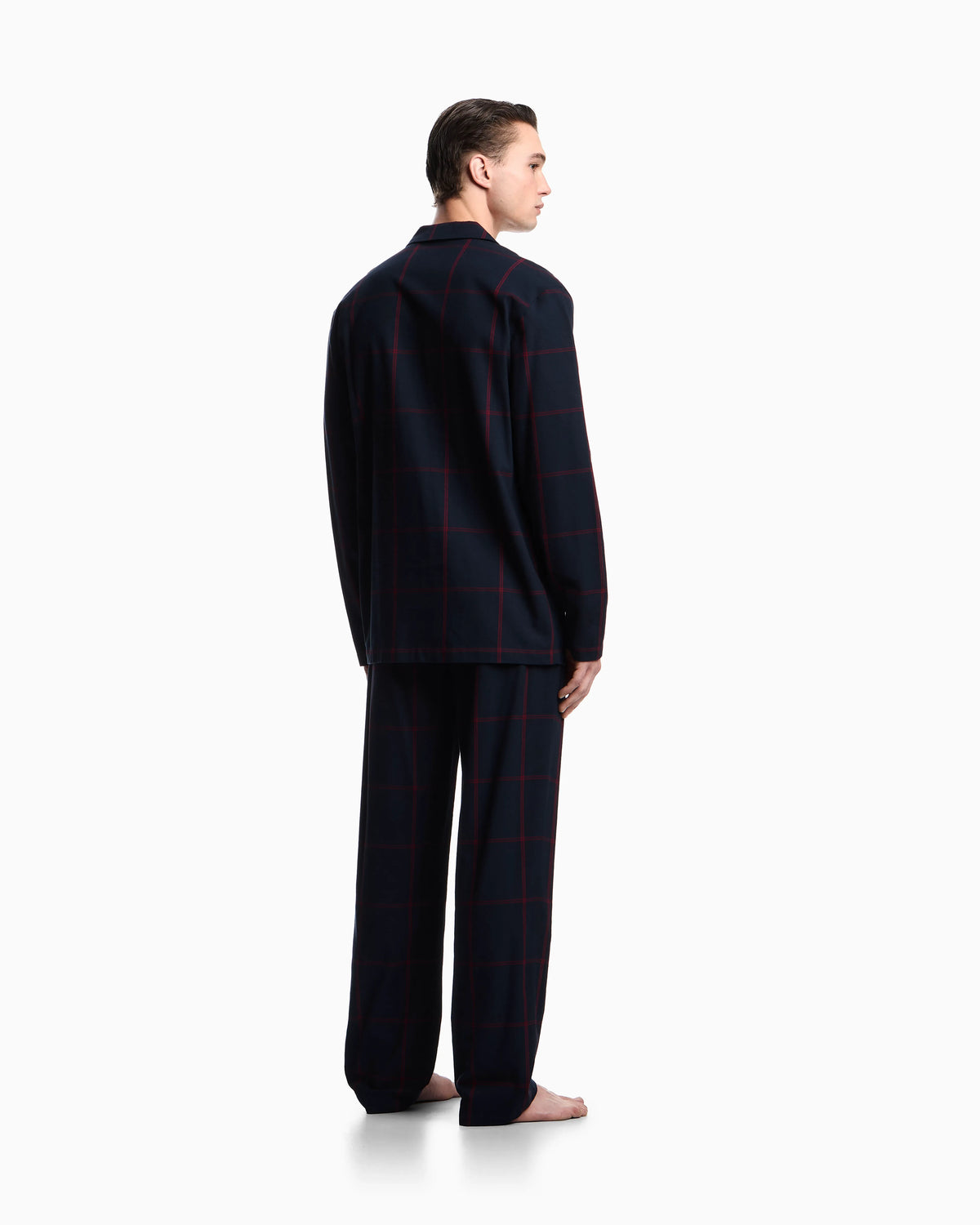 ASV tartan motif flannel pyjamas with lapels