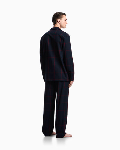 ASV tartan motif flannel pyjamas with lapels