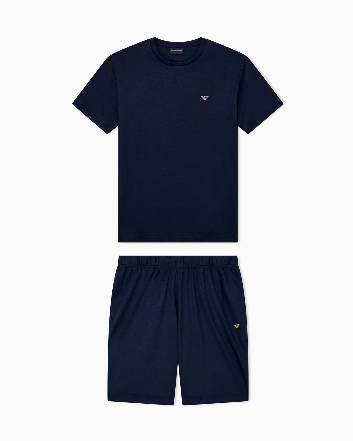 Cotton jersey pyjama set with crew neck T-shirt and shorts