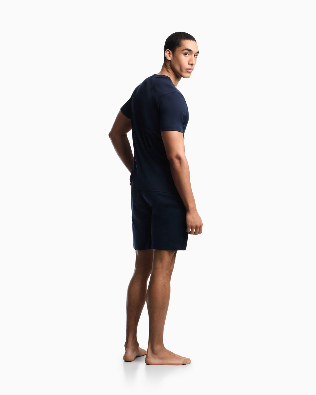 Cotton jersey pyjama set with crew neck T-shirt and shorts