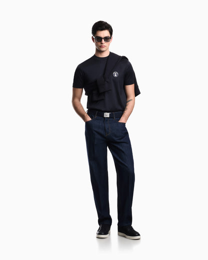 J73 loose fit jeans in light rinse wash denim
