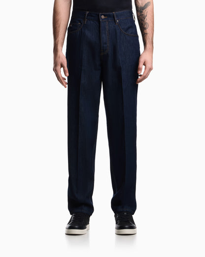 J73 loose fit jeans in light rinse wash denim