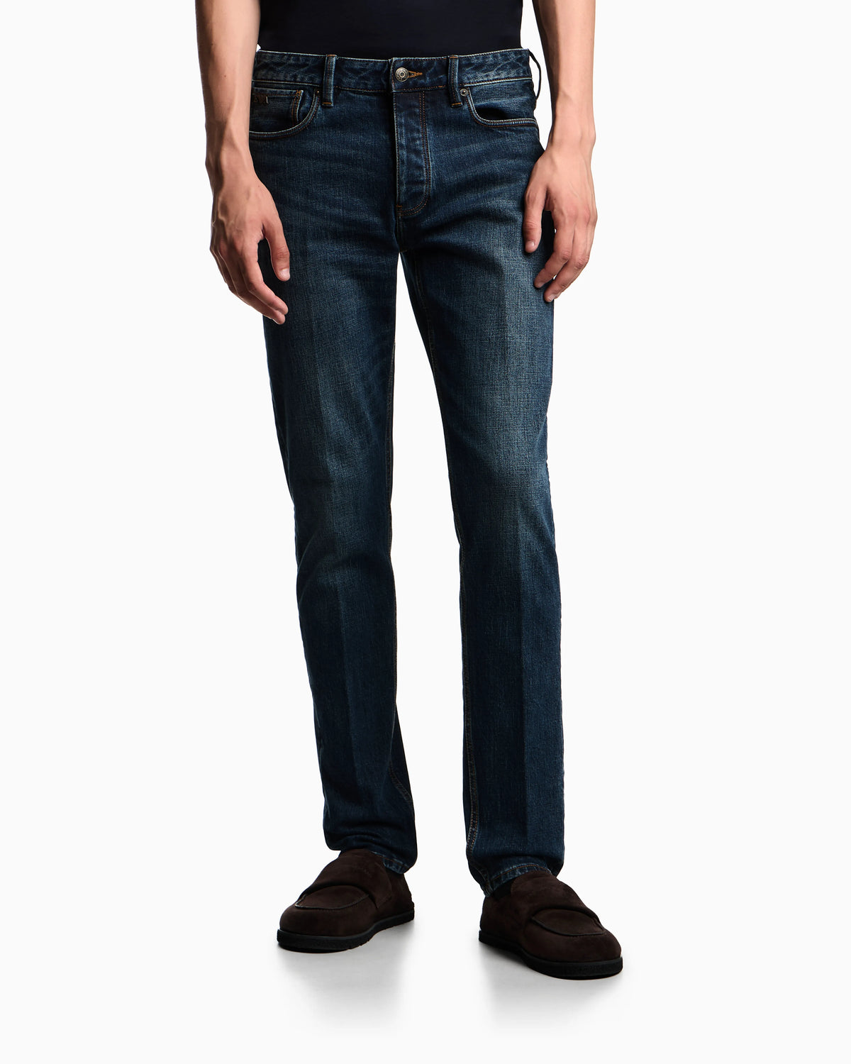 J75 slim-fit, stone-washed stretch-denim jeans