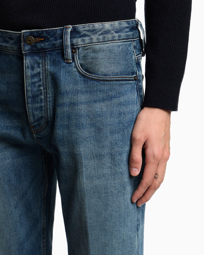 J75 slim-fit, stone-washed stretch-denim jeans