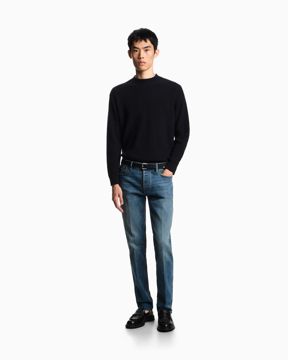J75 slim-fit, stone-washed stretch-denim jeans