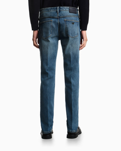 J75 slim-fit, stone-washed stretch-denim jeans