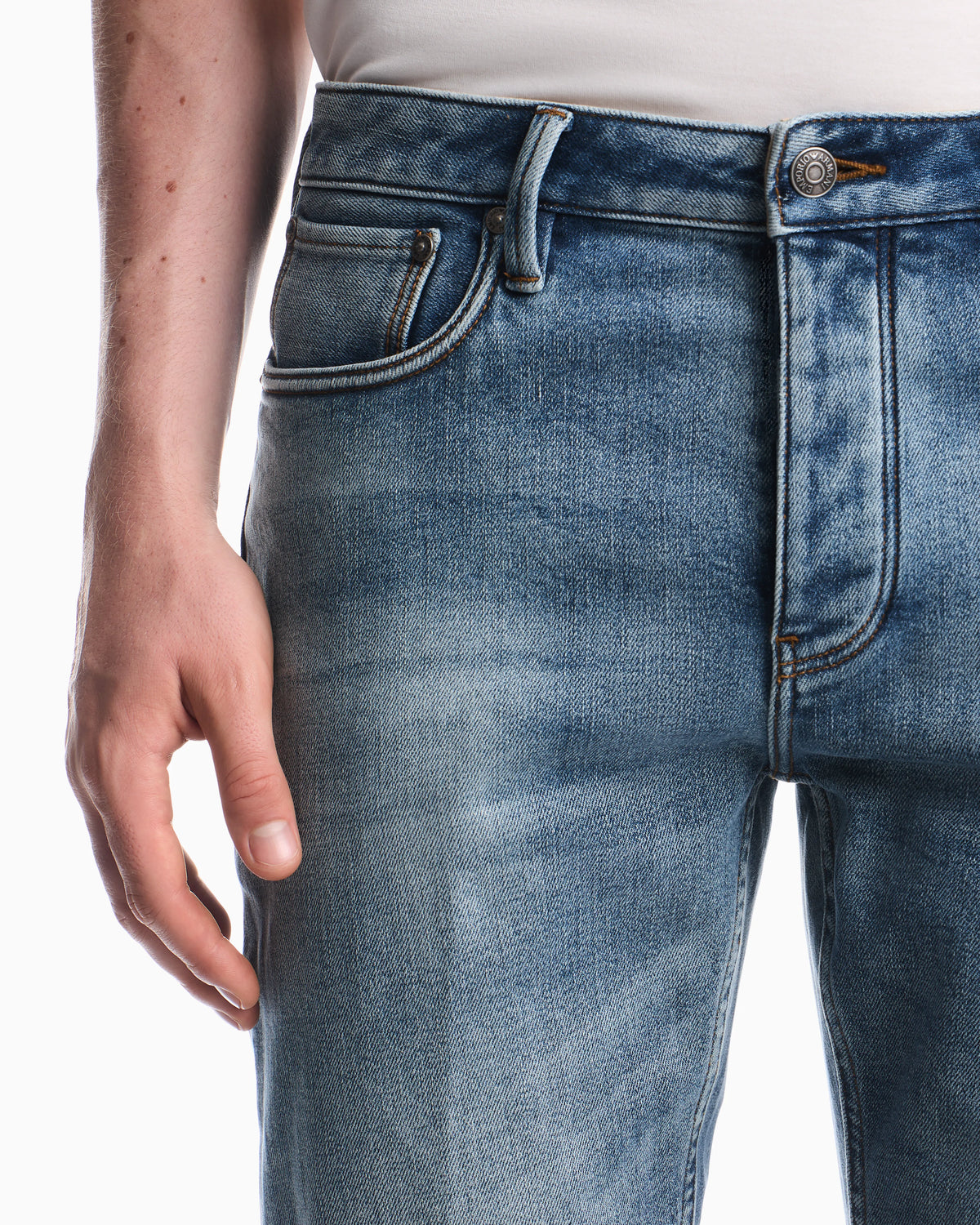 ASV J75 slim-fit jeans in stone-washed brushed stretch denim