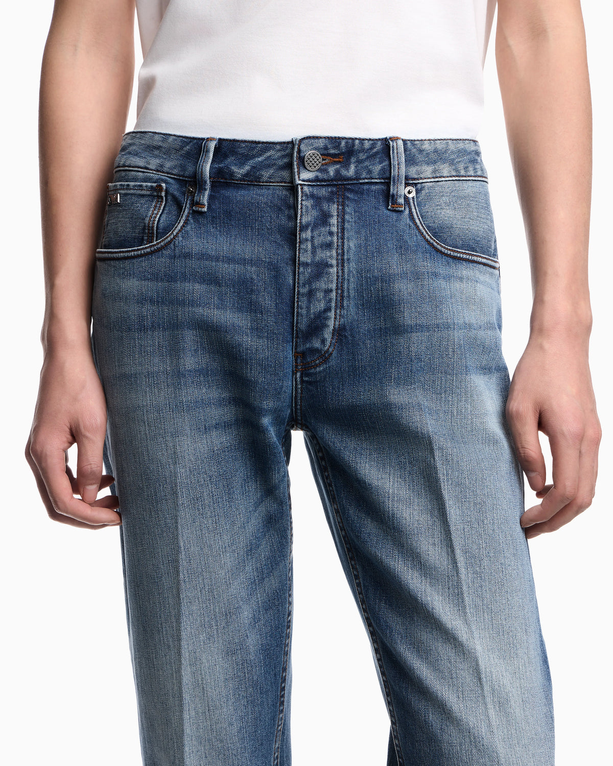J75 slim-fit, stone-washed 8.6-oz comfort stretch-denim jeans