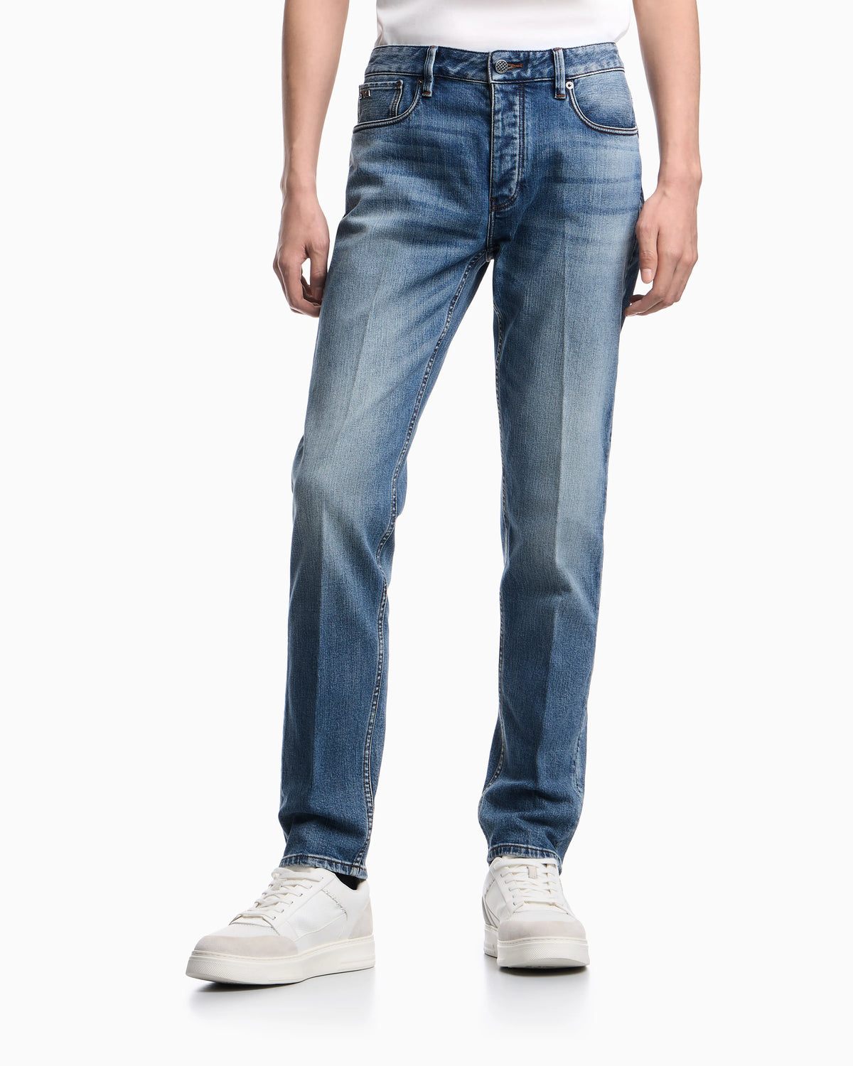 J75 slim-fit, stone-washed 8.6-oz comfort stretch-denim jeans