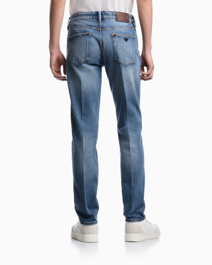 J75 slim-fit, stone-washed 8.6-oz comfort stretch-denim jeans