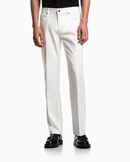 J76 straight-fit five-pocket washed twill trousers