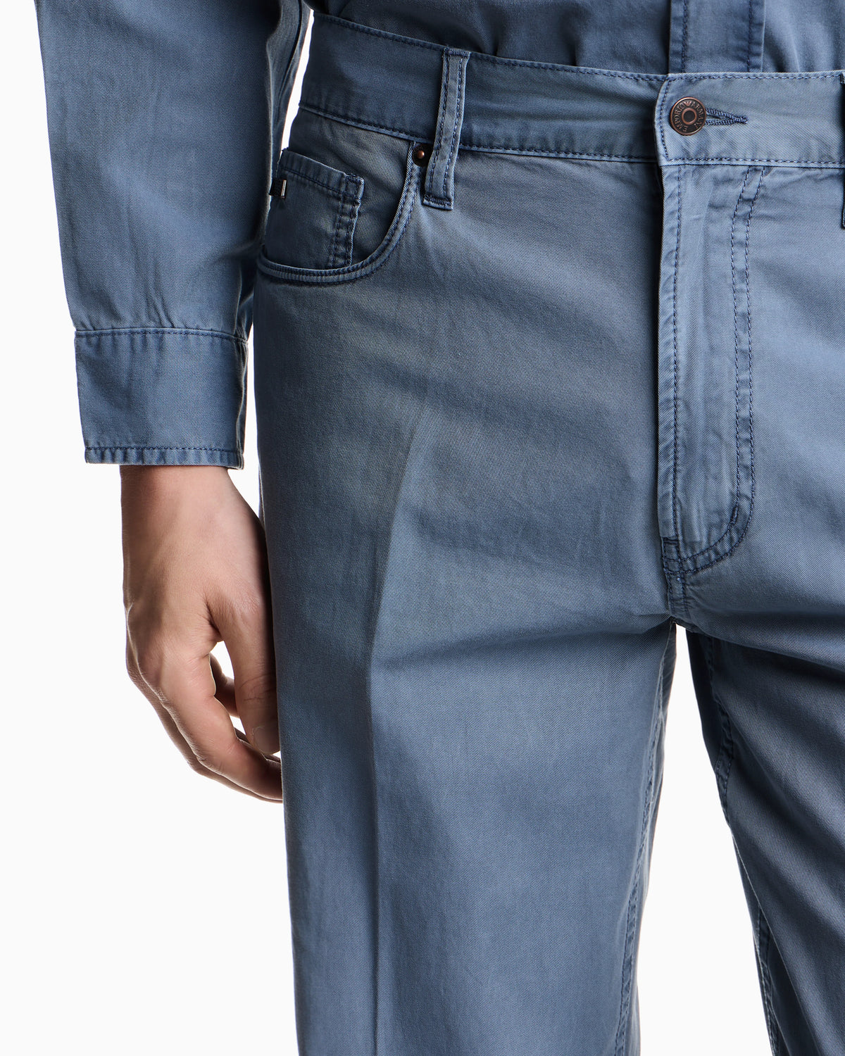 J76 straight-fit five-pocket washed twill trousers