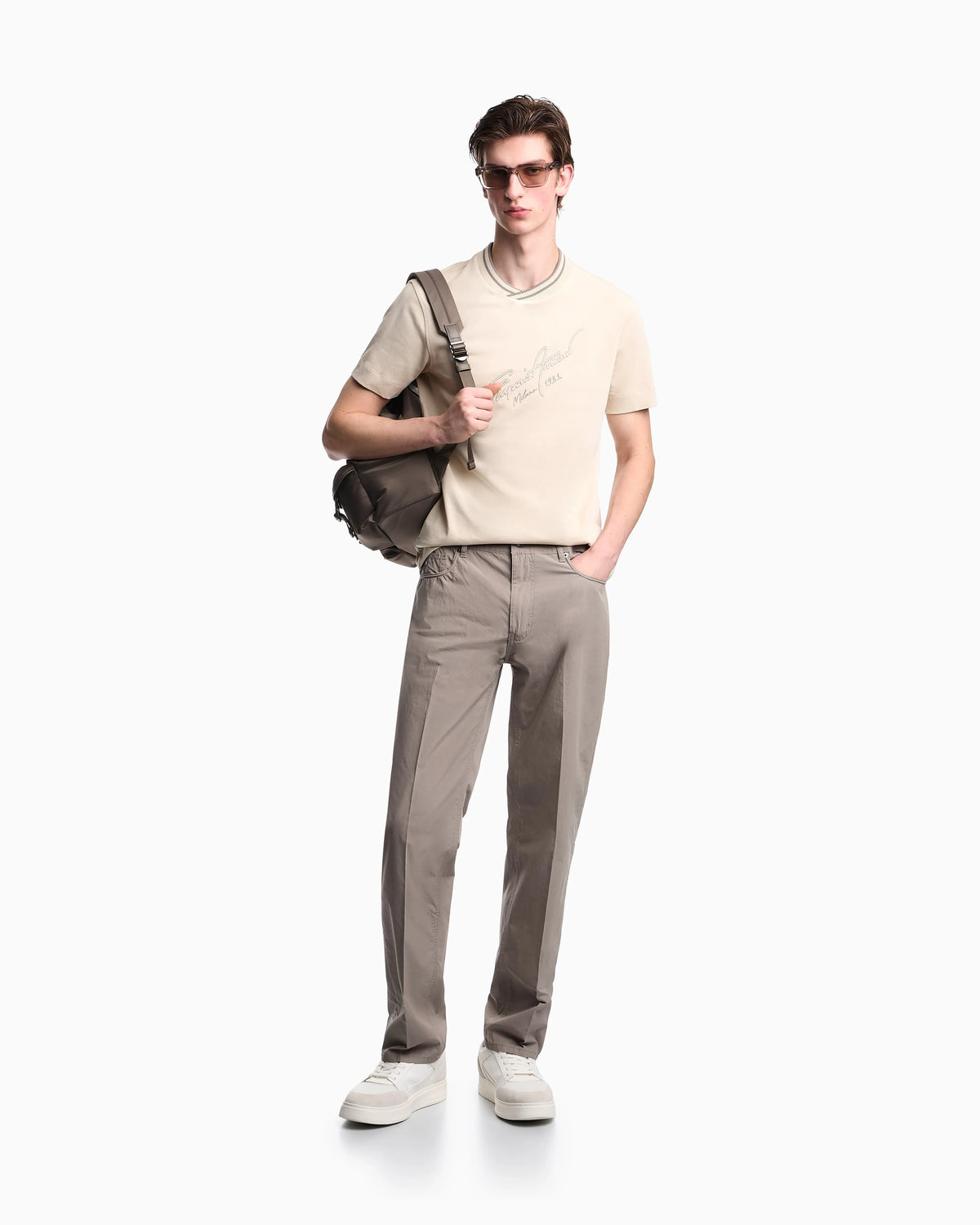 J76 straight fit, technical cotton five-pocket trousers