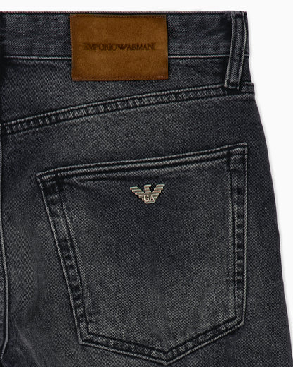 Regular fit five-pocket cotton denim jeans with fading