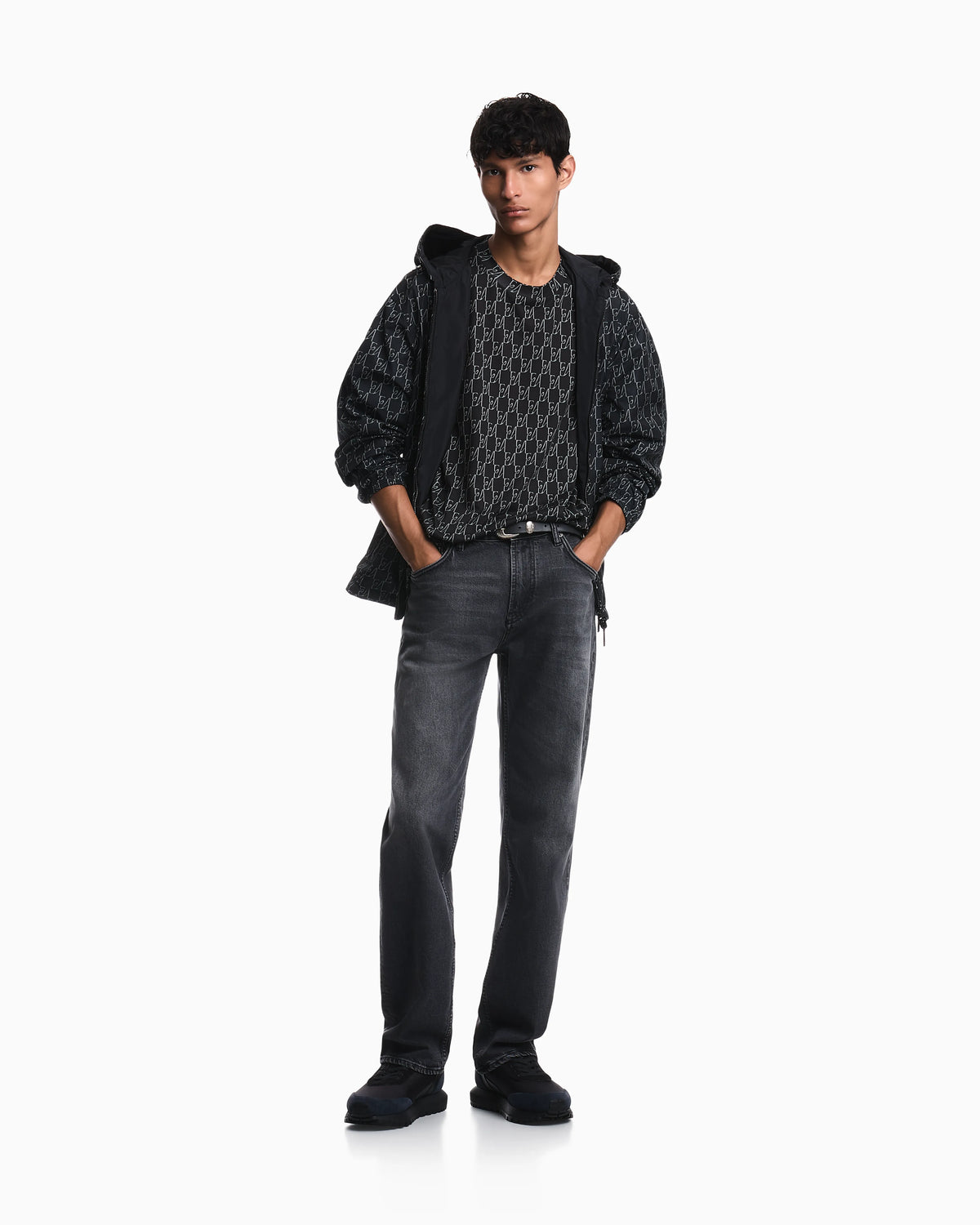 Regular fit five-pocket cotton denim jeans with fading