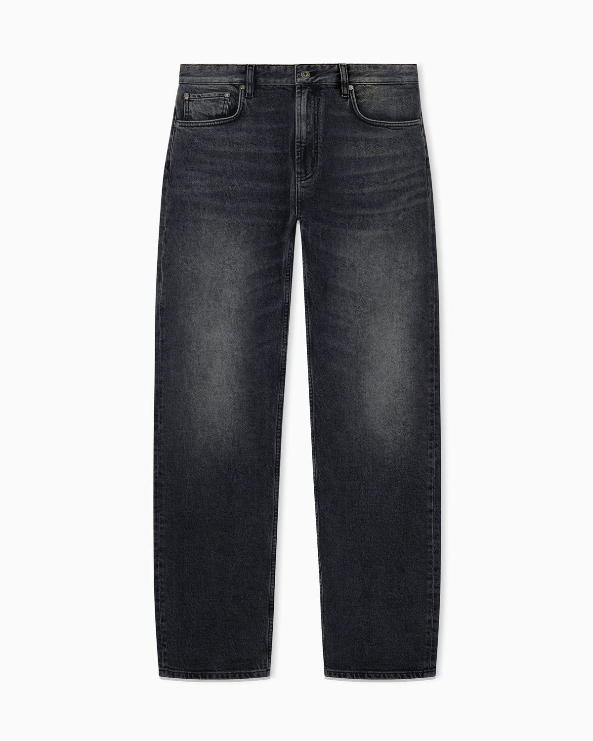 Regular fit five-pocket cotton denim jeans with fading