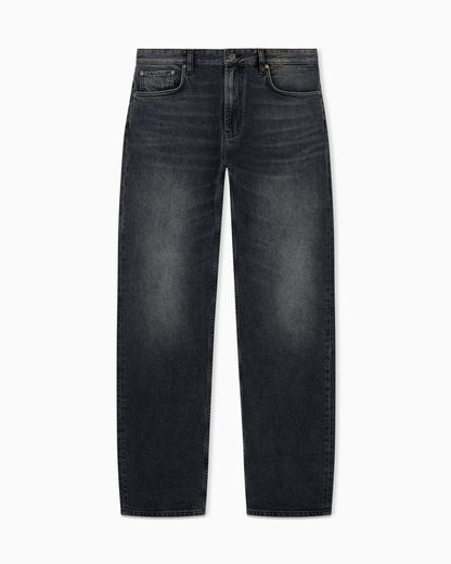 Regular fit five-pocket cotton denim jeans with fading