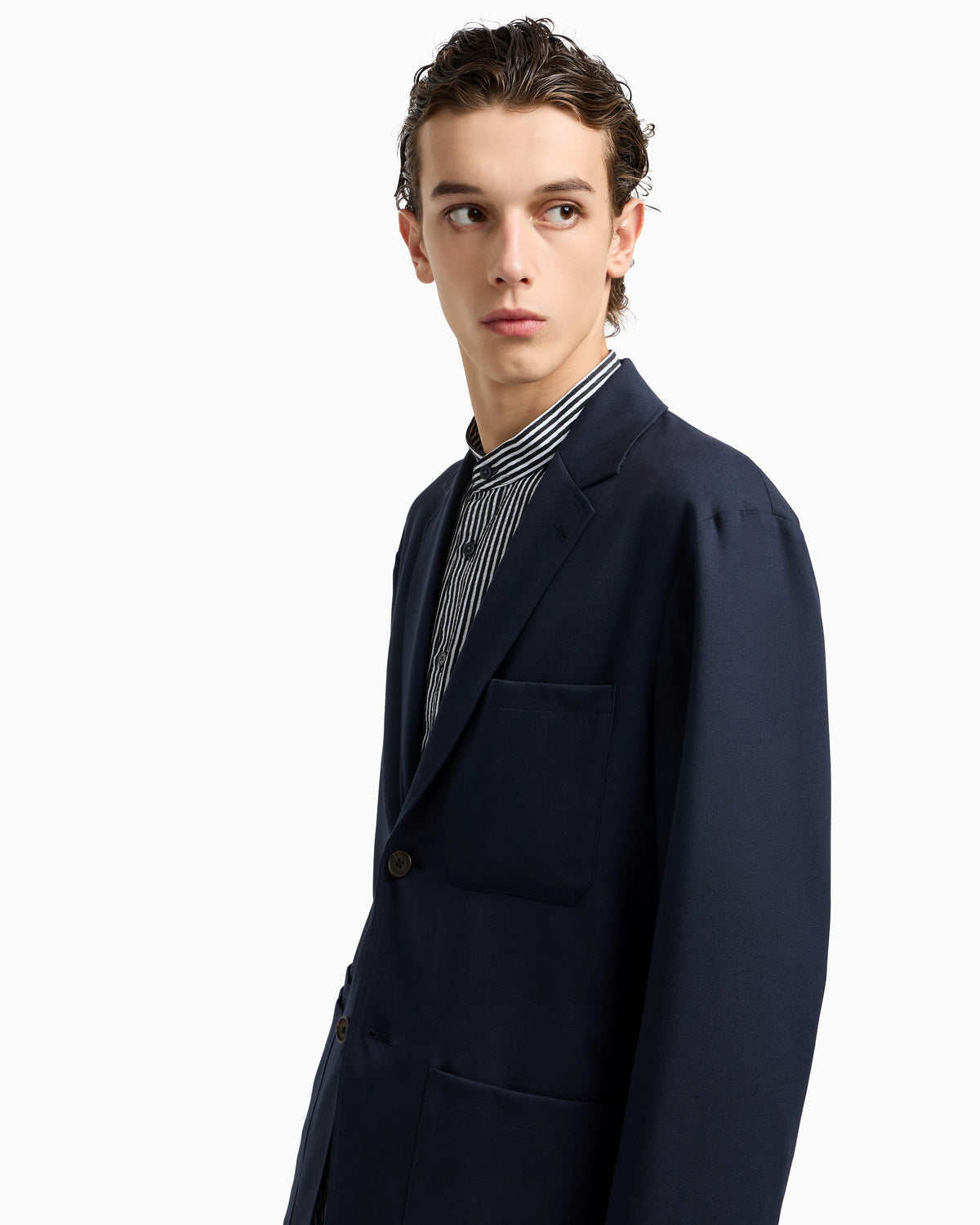 Virgin-wool twill single-breasted blazer
