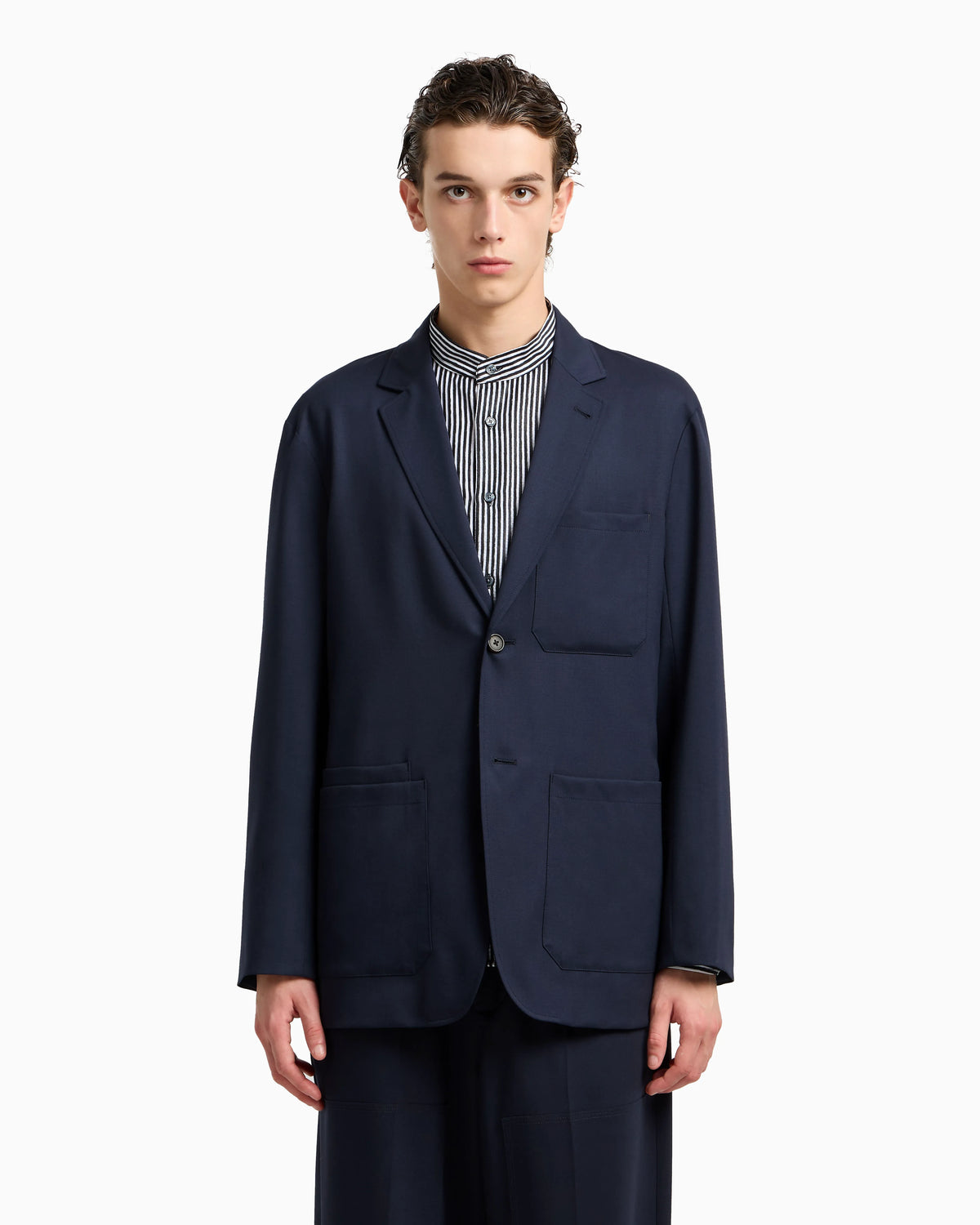 Virgin-wool twill single-breasted blazer