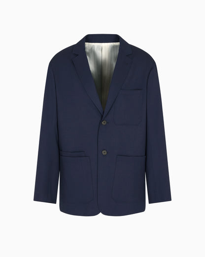 Virgin-wool twill single-breasted blazer
