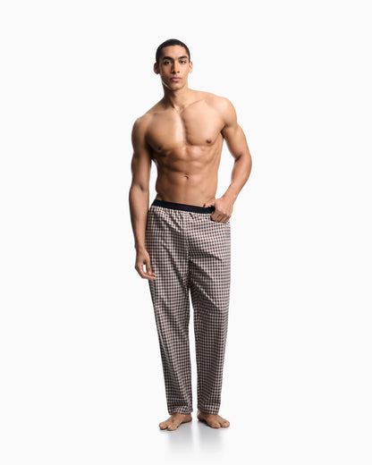 Checkered cotton lounge pants with elastic waistband