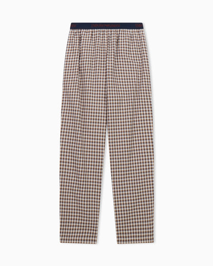 Checkered cotton lounge pants with elastic waistband