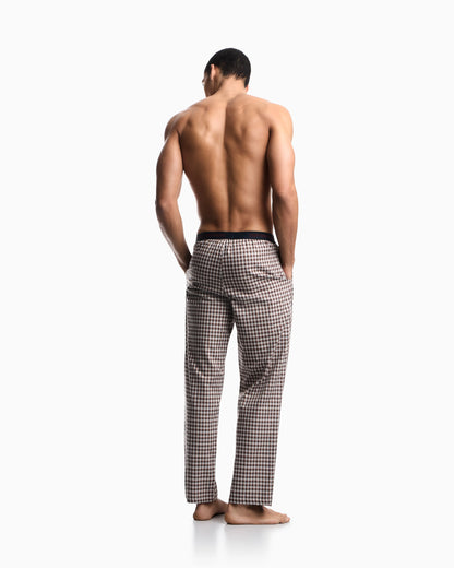 Checkered cotton lounge pants with elastic waistband
