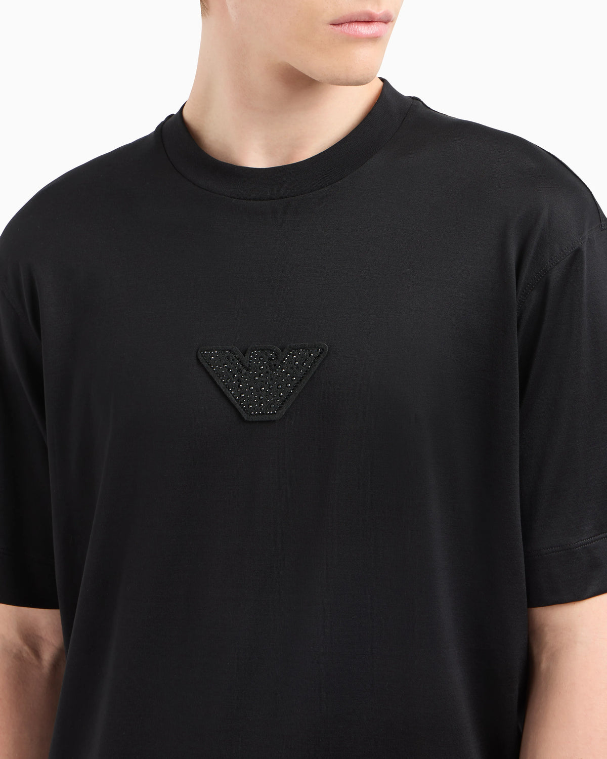 ASV Clubwear T-shirt in a Lyocell blend jersey with an eagle patch and rhinestones